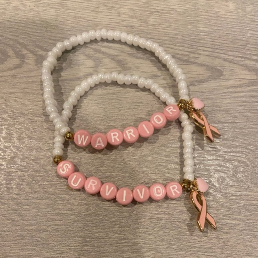 Breast cancer awareness bead pink survivor warrior Bracelet new
